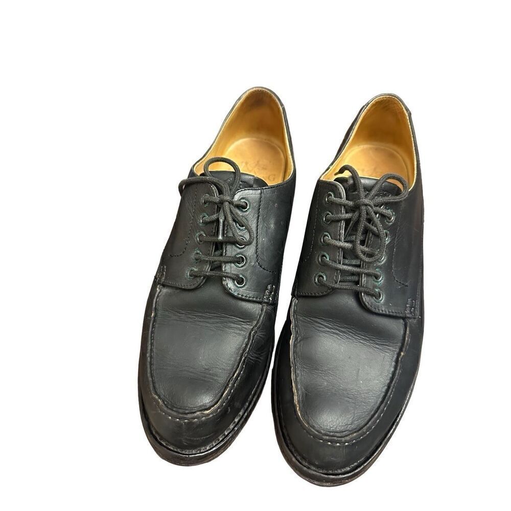 HESCHUNG Black Leather Shoes  Size 9 Made in France